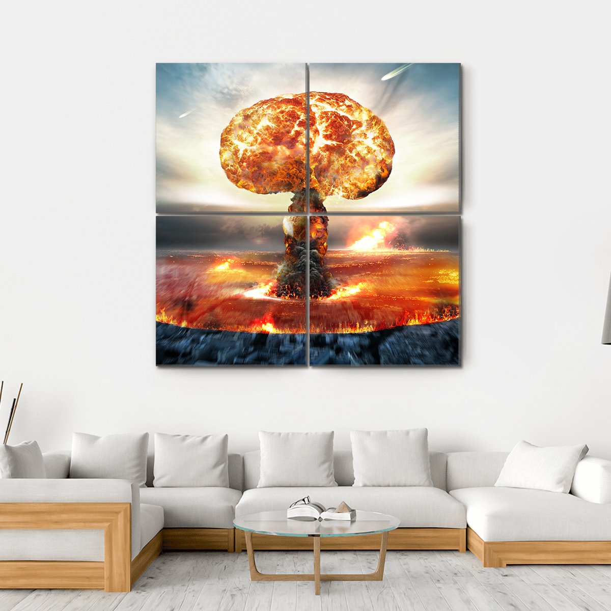Danger Of Nuclear War Canvas Wall Art-4 Square-Gallery Wrap-17" x 17"-Tiaracle