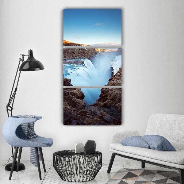 Dangerous Waterfall Vertical Canvas Wall Art-3 Vertical-Gallery Wrap-12" x 25"-Tiaracle