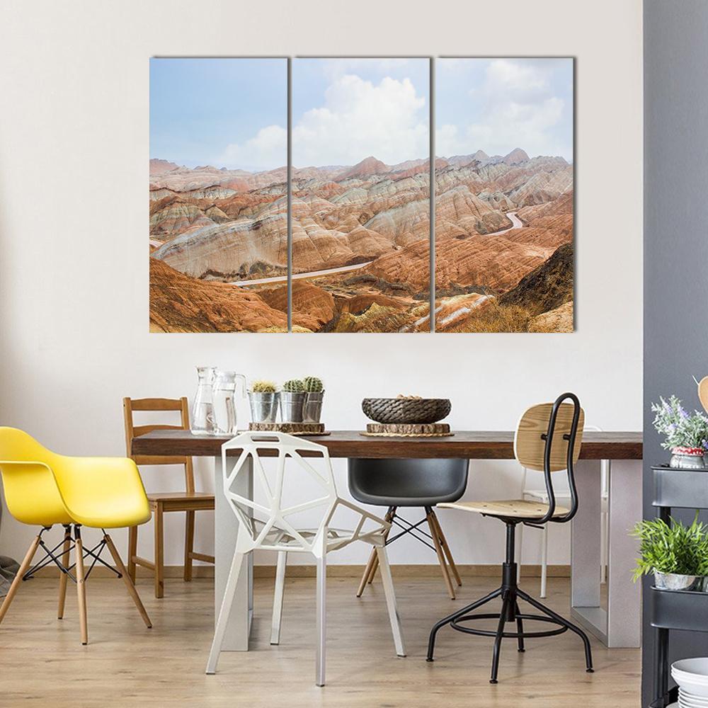 Danxia Mountains China Canvas Wall Art-3 Horizontal-Gallery Wrap-37" x 24"-Tiaracle