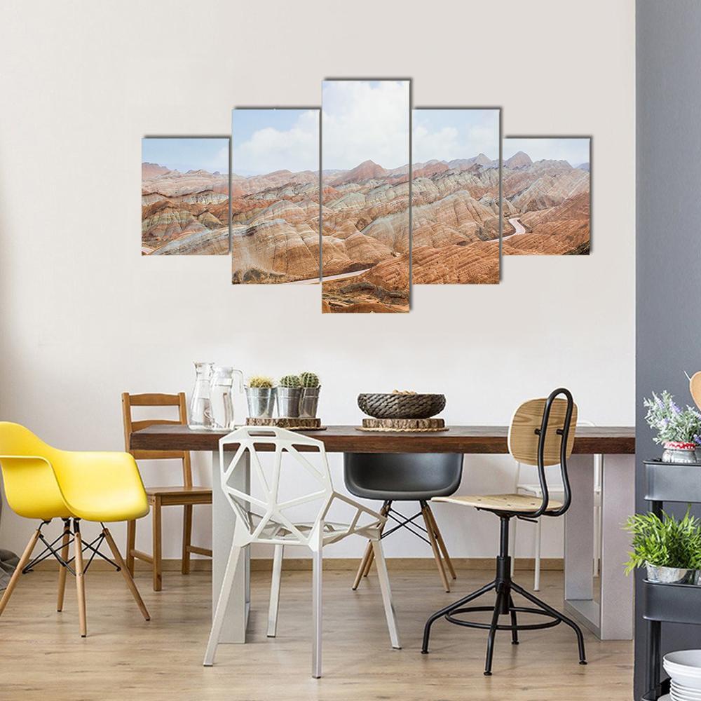 Danxia Mountains China Canvas Wall Art-5 Star-Gallery Wrap-62" x 32"-Tiaracle