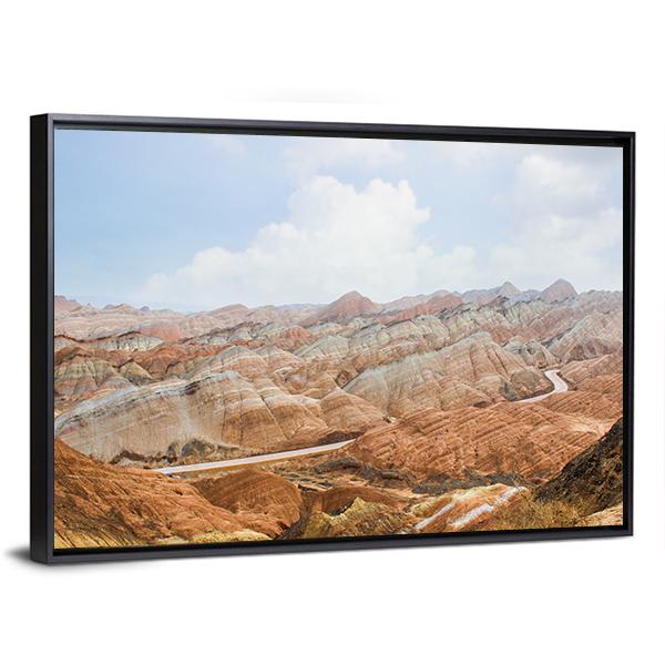 Danxia Mountains China Canvas Wall Art-3 Horizontal-Gallery Wrap-25" x 16"-Tiaracle