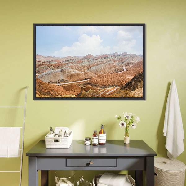 Danxia Mountains China Canvas Wall Art-3 Horizontal-Gallery Wrap-25" x 16"-Tiaracle