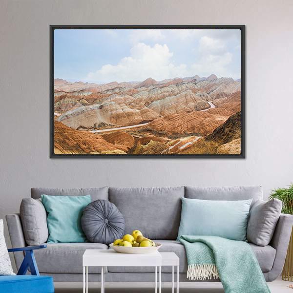 Danxia Mountains China Canvas Wall Art-3 Horizontal-Gallery Wrap-25" x 16"-Tiaracle