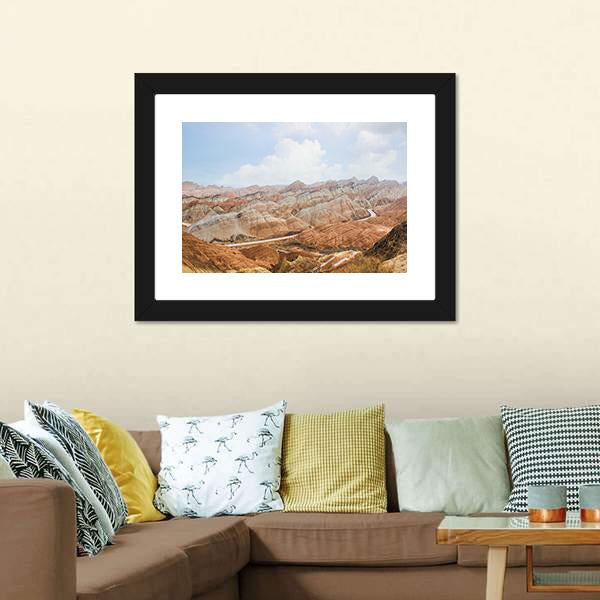 Danxia Mountains China Canvas Wall Art-1 Piece-Framed Print-20" x 16"-Tiaracle