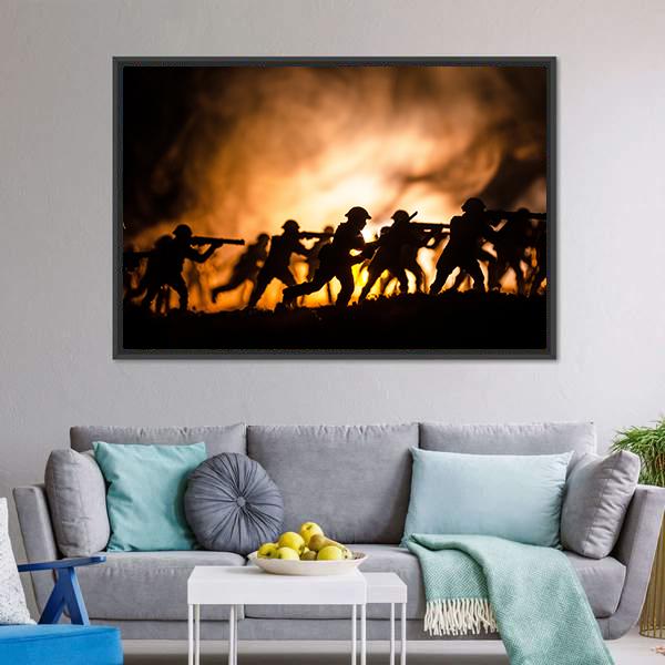 Dark Foggy Sky Battle Panoramic Canvas Wall Art-1 Piece-36" x 12"-Tiaracle