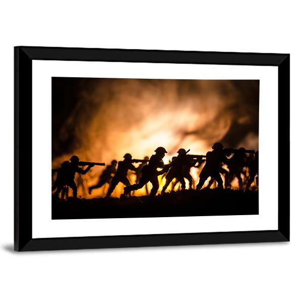 Dark Foggy Sky Battle Panoramic Canvas Wall Art-1 Piece-36" x 12"-Tiaracle