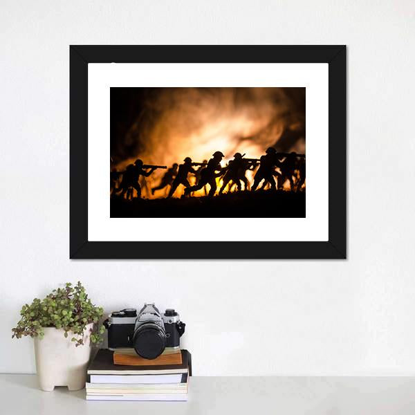 Dark Foggy Sky Battle Panoramic Canvas Wall Art-1 Piece-36" x 12"-Tiaracle
