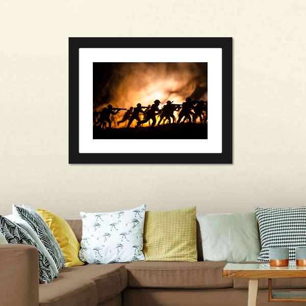 Dark Foggy Sky Battle Panoramic Canvas Wall Art-1 Piece-36" x 12"-Tiaracle