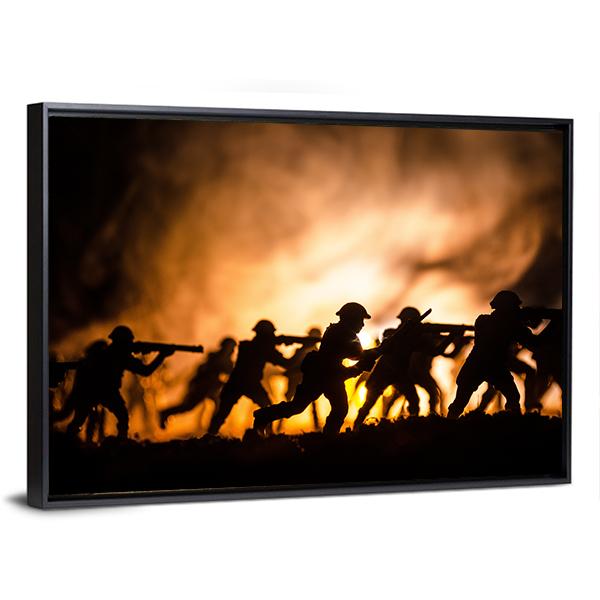 Dark Foggy Sky Battle Panoramic Canvas Wall Art-1 Piece-36" x 12"-Tiaracle