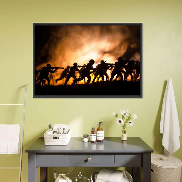 Dark Foggy Sky Battle Panoramic Canvas Wall Art-1 Piece-36" x 12"-Tiaracle