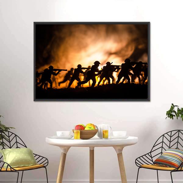 Dark Foggy Sky Battle Panoramic Canvas Wall Art-1 Piece-36" x 12"-Tiaracle
