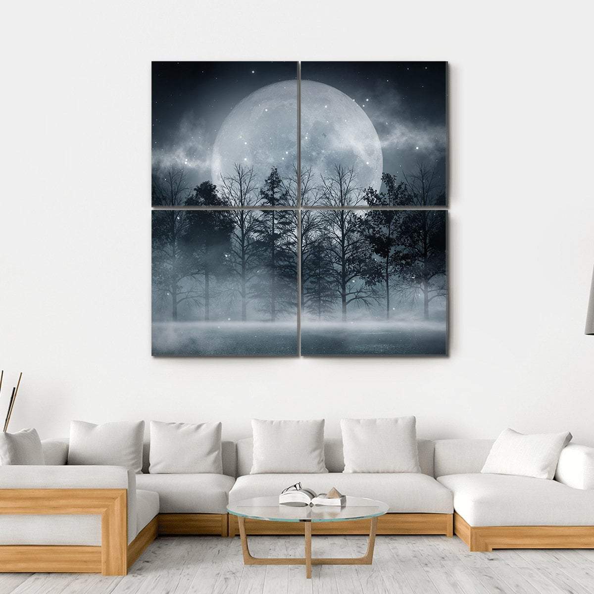 Foggy Dark Forest Canvas Wall Art-4 Square-Gallery Wrap-17&quot; x 17&quot;-Tiaracle
