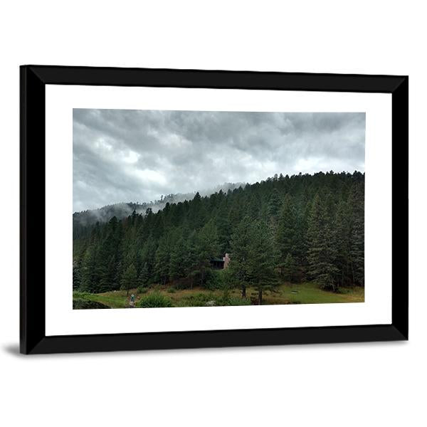 Dark Forest Under Clouds Panoramic Canvas Wall Art-1 Piece-36&quot; x 12&quot;-Tiaracle