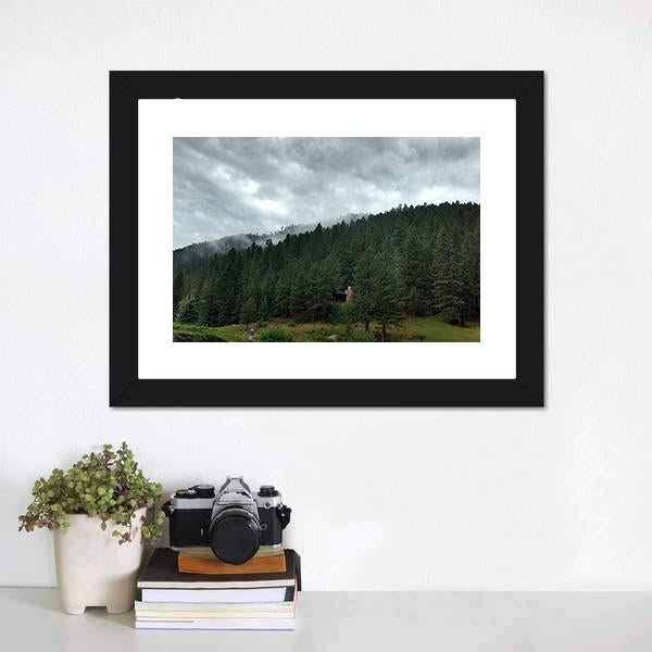 Dark Forest Under Clouds Panoramic Canvas Wall Art-1 Piece-36&quot; x 12&quot;-Tiaracle