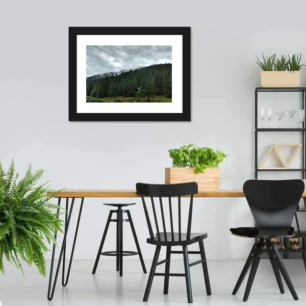 Dark Forest Under Clouds Panoramic Canvas Wall Art-1 Piece-36" x 12"-Tiaracle