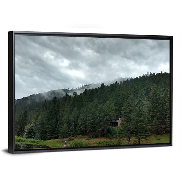 Dark Forest Under Clouds Panoramic Canvas Wall Art-1 Piece-36&quot; x 12&quot;-Tiaracle