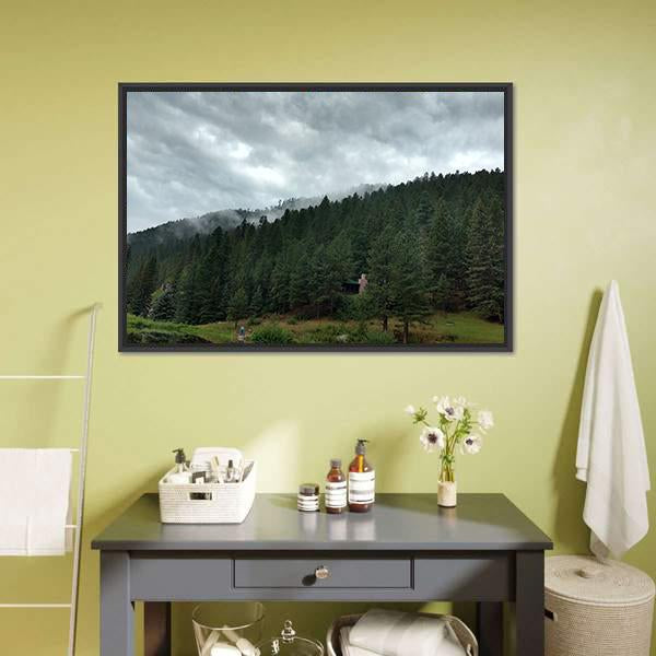 Dark Forest Under Clouds Panoramic Canvas Wall Art-1 Piece-36&quot; x 12&quot;-Tiaracle