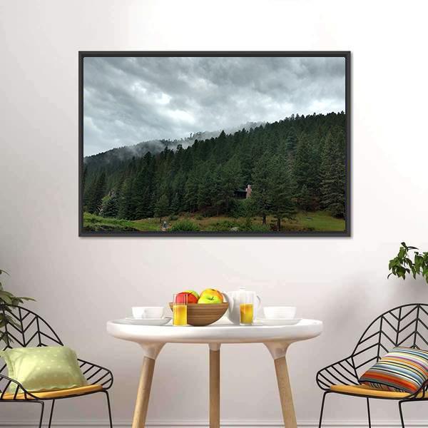 Dark Forest Under Clouds Panoramic Canvas Wall Art-1 Piece-36" x 12"-Tiaracle