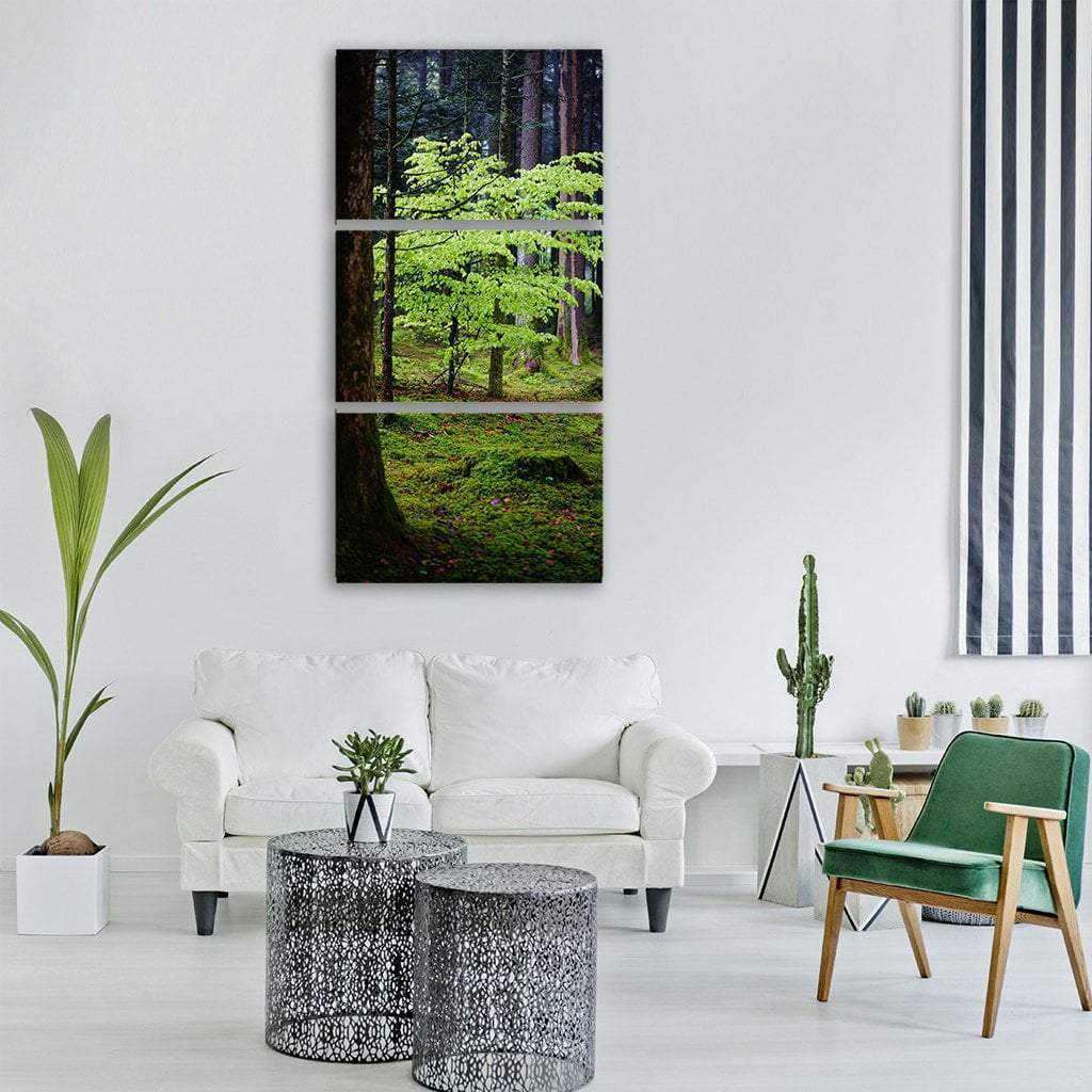 Dark Forest Vertical Canvas Wall Art-3 Vertical-Gallery Wrap-12" x 25"-Tiaracle