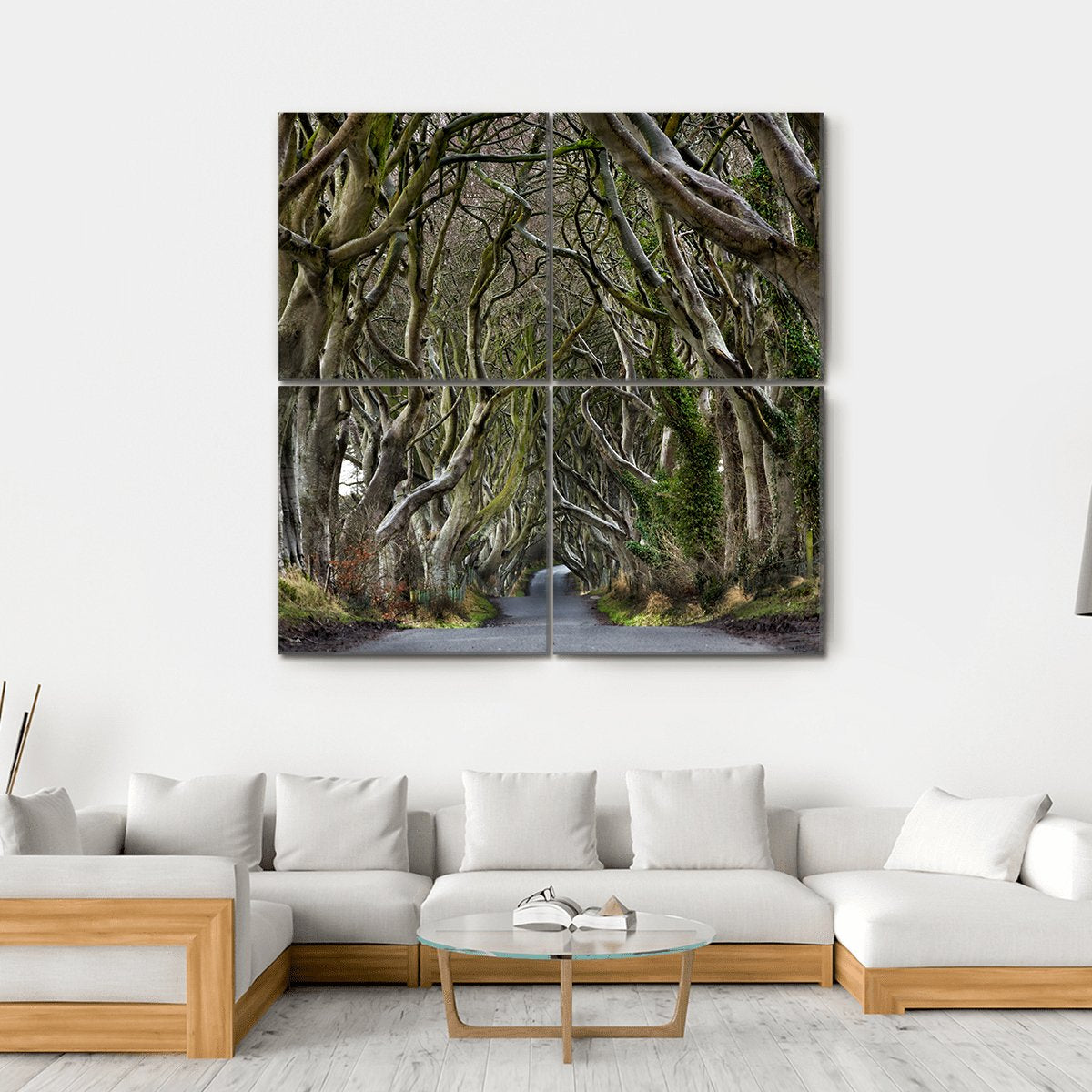 Dark Hedges Canvas Wall Art-4 Square-Gallery Wrap-17" x 17"-Tiaracle