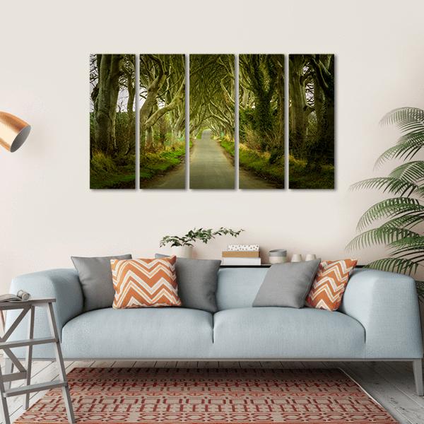 Dark Hedges With Road Canvas Wall Art-5 Horizontal-Gallery Wrap-22" x 12"-Tiaracle