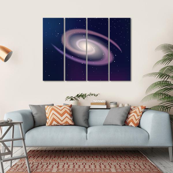 Dark Sky Reflecting Galaxy And Stars Canvas Wall Art-4 Horizontal-Gallery Wrap-34" x 24"-Tiaracle