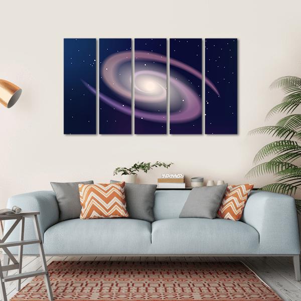 Dark Sky Reflecting Galaxy And Stars Canvas Wall Art-5 Horizontal-Gallery Wrap-22" x 12"-Tiaracle