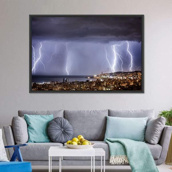 Dark Stormy Night Panoramic Canvas Wall Art-1 Piece-36" x 12"-Tiaracle