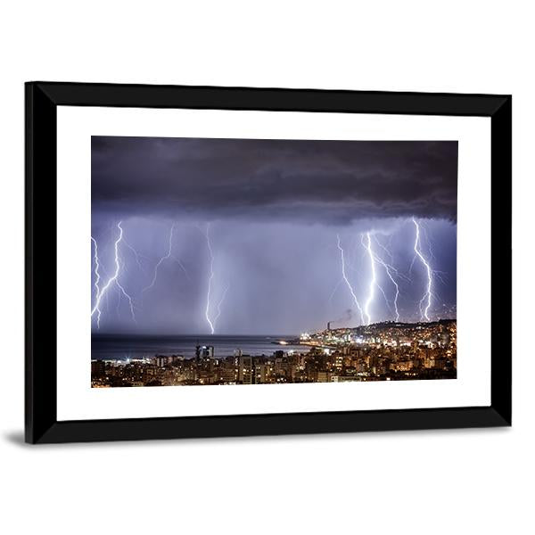 Dark Stormy Night Panoramic Canvas Wall Art-1 Piece-36" x 12"-Tiaracle