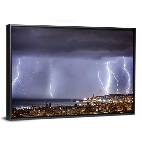 Dark Stormy Night Panoramic Canvas Wall Art-1 Piece-36" x 12"-Tiaracle