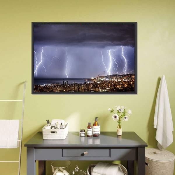 Dark Stormy Night Panoramic Canvas Wall Art-1 Piece-36" x 12"-Tiaracle
