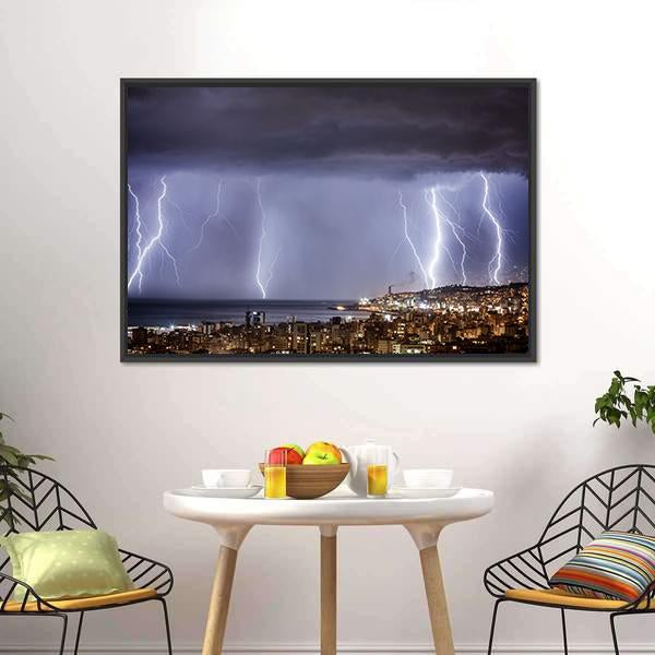 Dark Stormy Night Panoramic Canvas Wall Art-1 Piece-36" x 12"-Tiaracle