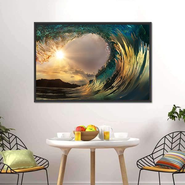 Dark Wave In Ocean Canvas Wall Art-1 Piece-Floating Frame-24" x 16"-Tiaracle