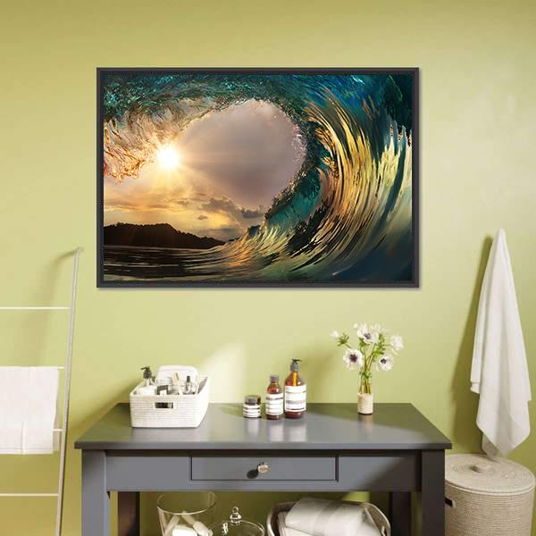 Dark Wave In Ocean Canvas Wall Art-5 Horizontal-Gallery Wrap-22" x 12"-Tiaracle