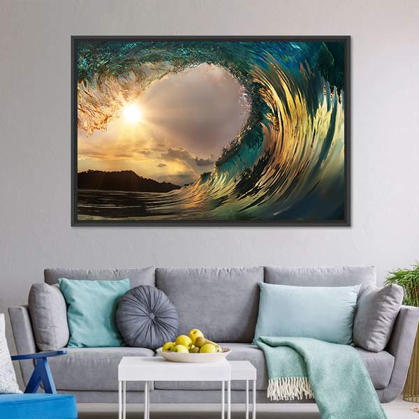 Dark Wave In Ocean Canvas Wall Art-5 Horizontal-Gallery Wrap-22" x 12"-Tiaracle