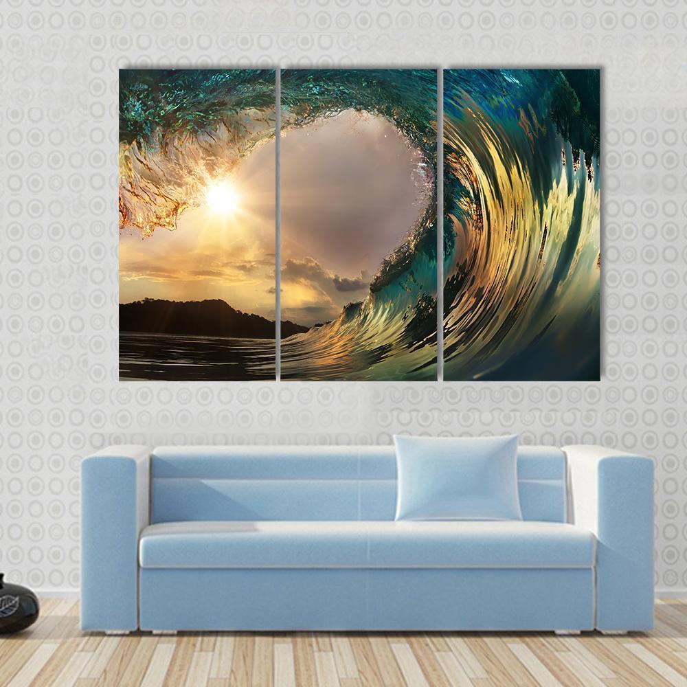Dark Wave In Ocean Canvas Wall Art-3 Horizontal-Gallery Wrap-37" x 24"-Tiaracle