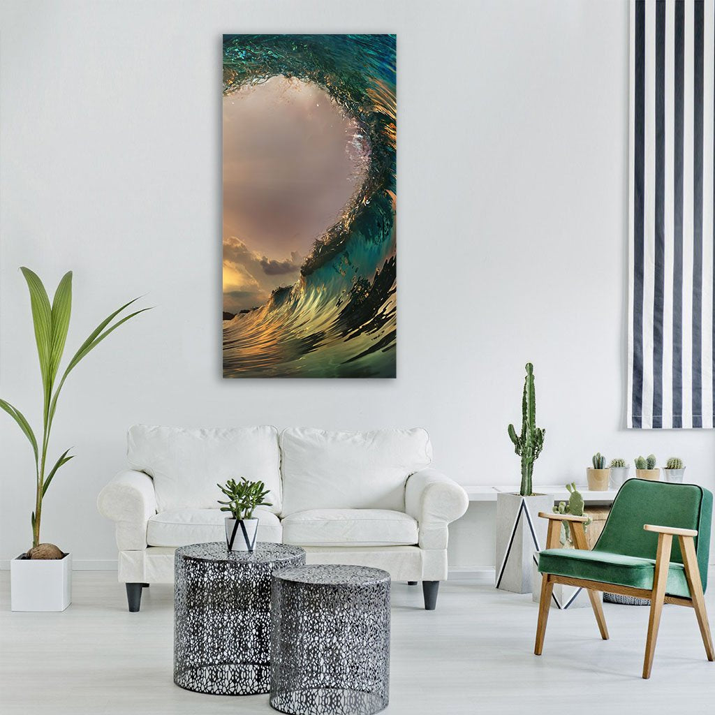 Dark Wave In Ocean Vertical Canvas Wall Art-3 Vertical-Gallery Wrap-12" x 25"-Tiaracle