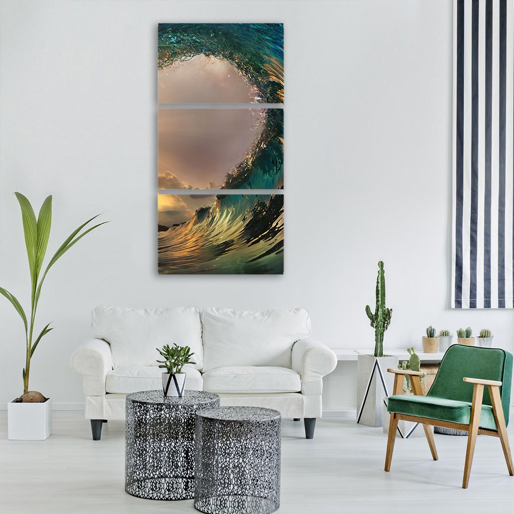 Dark Wave In Ocean Vertical Canvas Wall Art-3 Vertical-Gallery Wrap-12" x 25"-Tiaracle