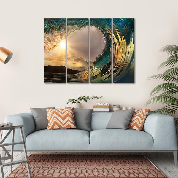 Dark Wave In Ocean Canvas Wall Art-4 Horizontal-Gallery Wrap-34" x 24"-Tiaracle