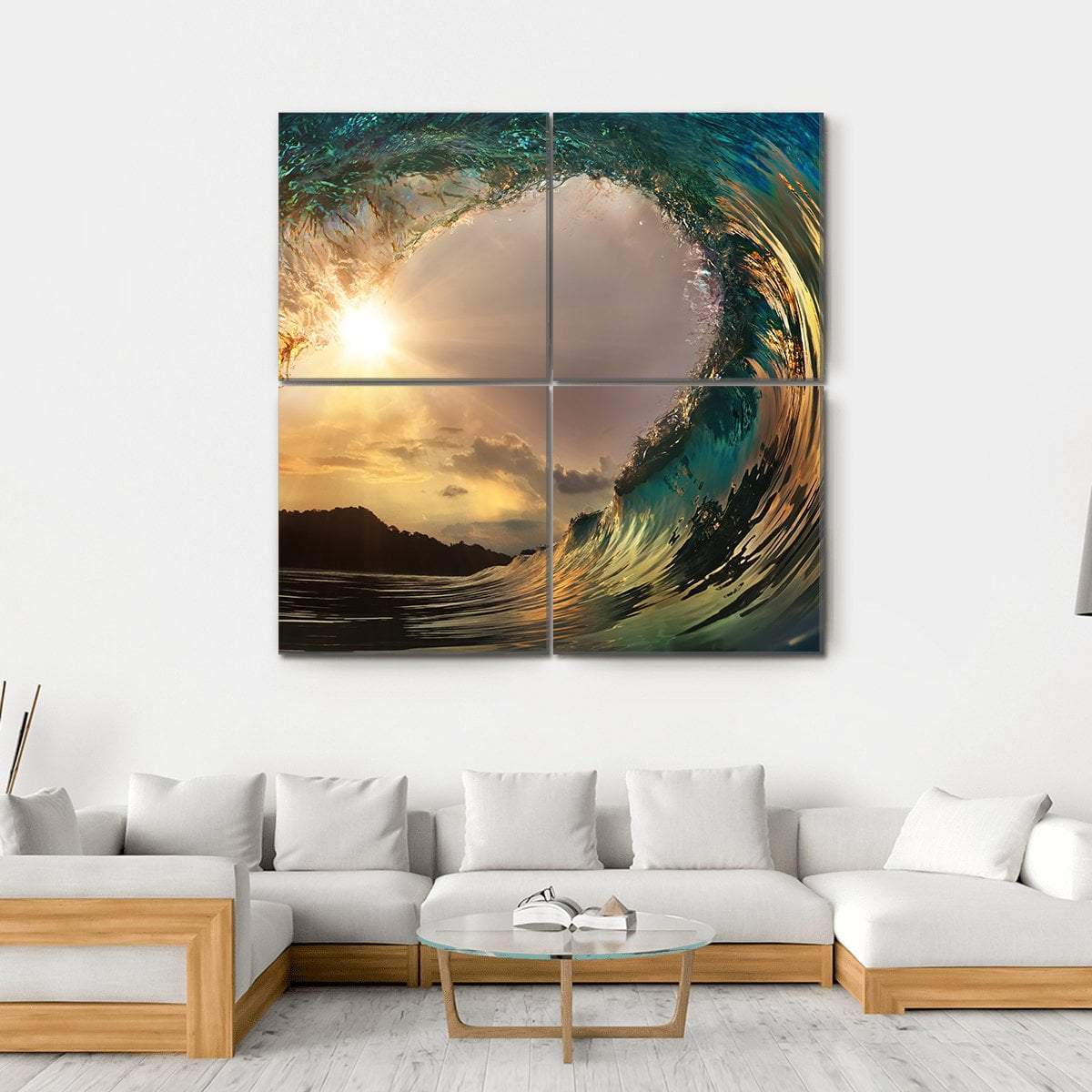 Dark Wave In Ocean Canvas Wall Art-4 Square-Gallery Wrap-17" x 17"-Tiaracle