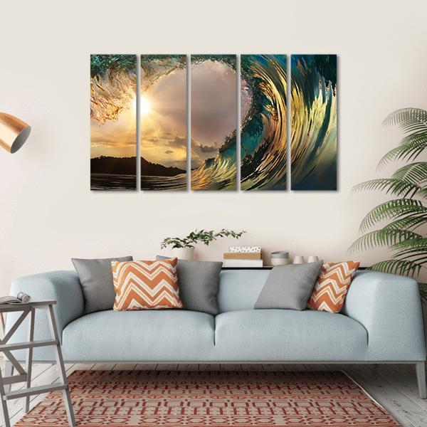 Dark Wave In Ocean Canvas Wall Art-5 Horizontal-Gallery Wrap-22" x 12"-Tiaracle