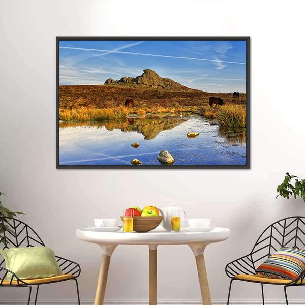 Dartmoor National Park UK Canvas Wall Art-1 Piece-Floating Frame-24" x 16"-Tiaracle