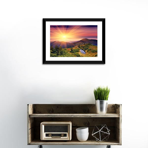 Dawn In Mountains Carpathians Canvas Wall Art-3 Horizontal-Gallery Wrap-25" x 16"-Tiaracle