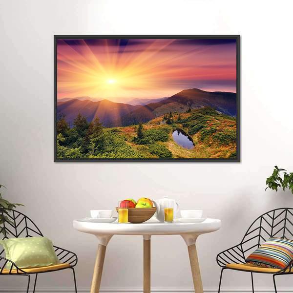 Dawn In Mountains Carpathians Canvas Wall Art-5 Horizontal-Gallery Wrap-22" x 12"-Tiaracle