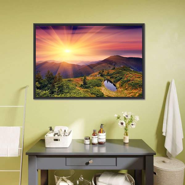 Dawn In Mountains Carpathians Canvas Wall Art-3 Horizontal-Gallery Wrap-25" x 16"-Tiaracle