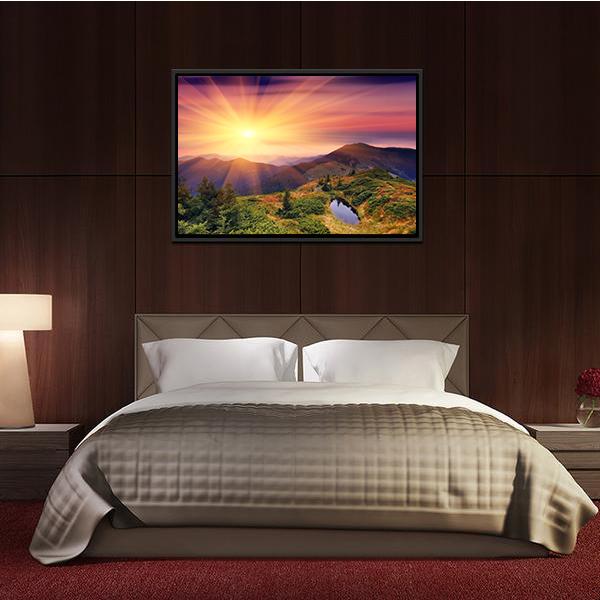 Dawn In Mountains Carpathians Canvas Wall Art-3 Horizontal-Gallery Wrap-25" x 16"-Tiaracle