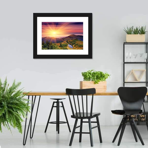 Dawn In Mountains Carpathians Canvas Wall Art-5 Horizontal-Gallery Wrap-22" x 12"-Tiaracle