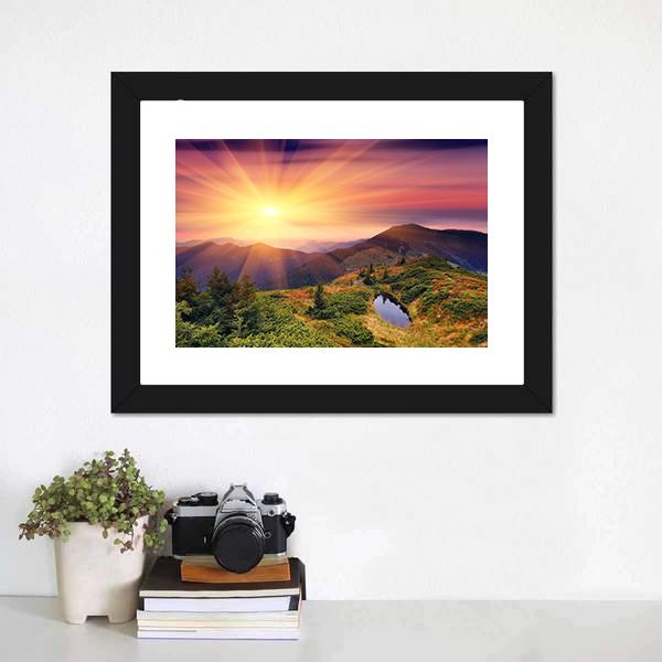 Dawn In Mountains Carpathians Canvas Wall Art-3 Horizontal-Gallery Wrap-25" x 16"-Tiaracle