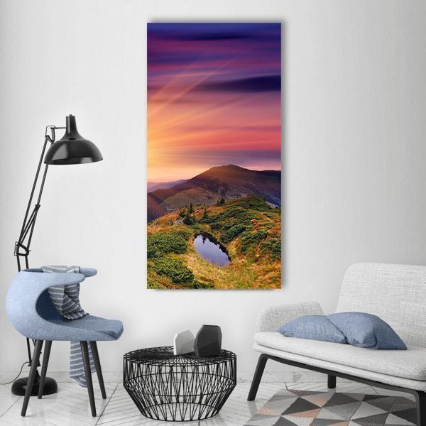 Dawn In Mountains Carpathians Vertical Canvas Wall Art-3 Vertical-Gallery Wrap-12" x 25"-Tiaracle