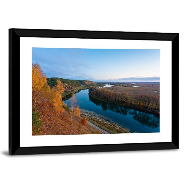 Dawn Over River Canvas Wall Art-3 Horizontal-Gallery Wrap-25" x 16"-Tiaracle